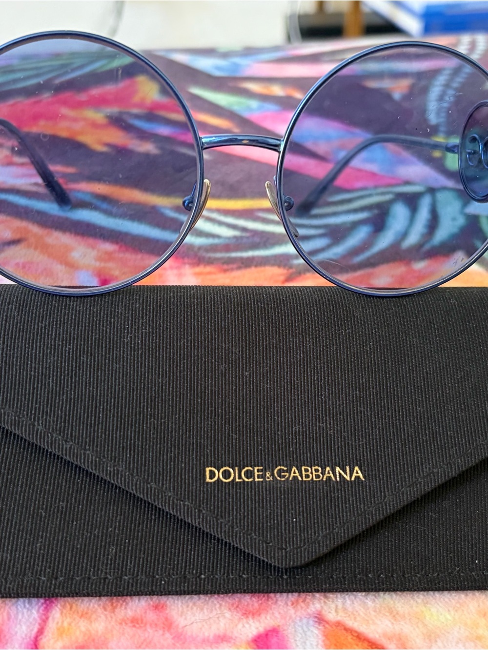 Dolce & Gabbana Round Blue Lens Women's Sunglasses